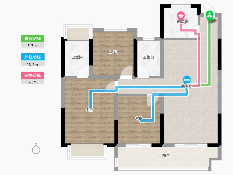 安徽省-宿州市-禾目长安府-105.00-户型库-动静线