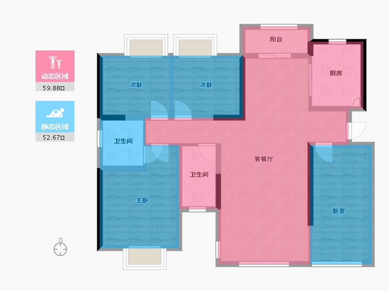 广西壮族自治区-梧州市-彰泰滨江学府-110.00-户型库-动静分区