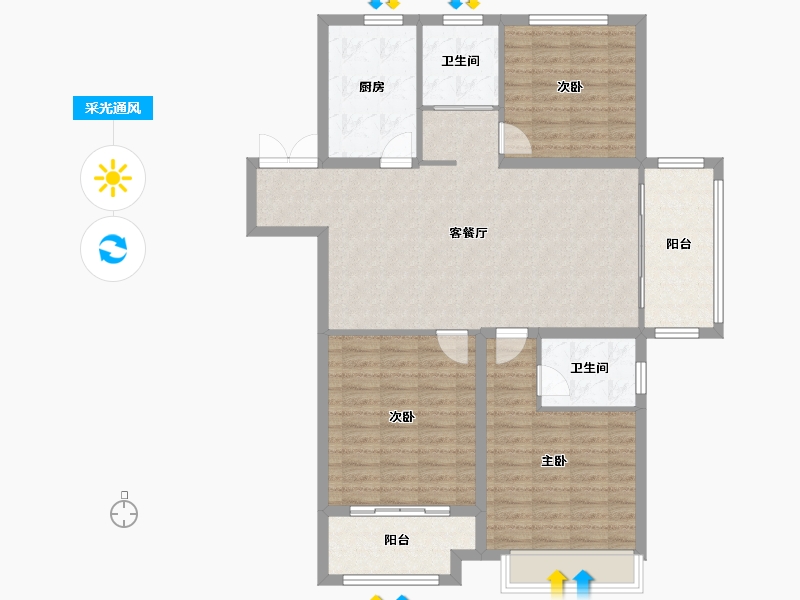 江苏省-徐州市-华宇悦城-110.80-户型库-采光通风