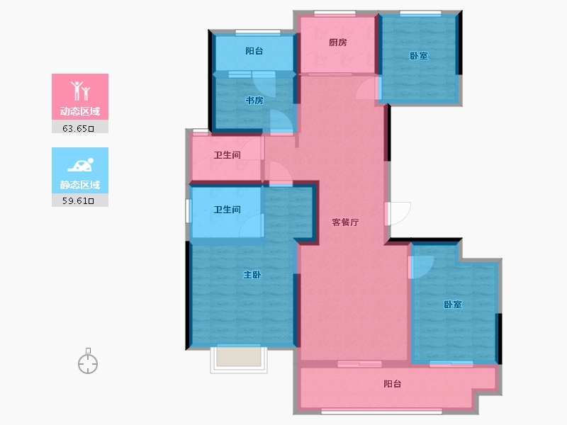 陕西省-西安市-弘阳阎良昕悦府-109.00-户型库-动静分区