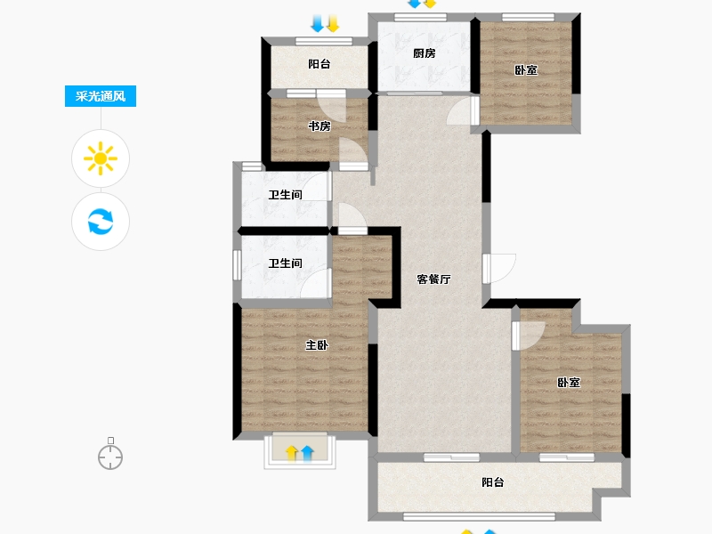 陕西省-西安市-弘阳阎良昕悦府-109.00-户型库-采光通风