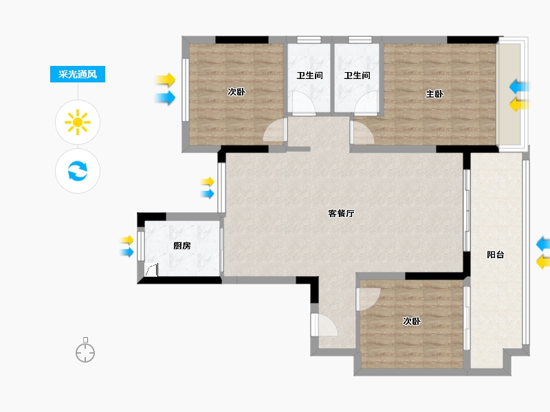 河南省-周口市-碧桂园-99.00-户型库-采光通风