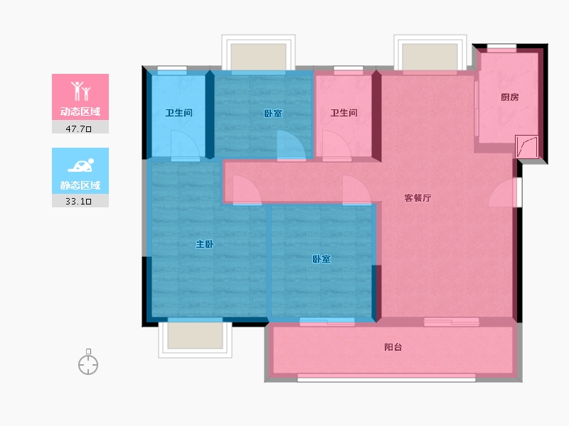 福建省-龙岩市-远洋山水-75.59-户型库-动静分区