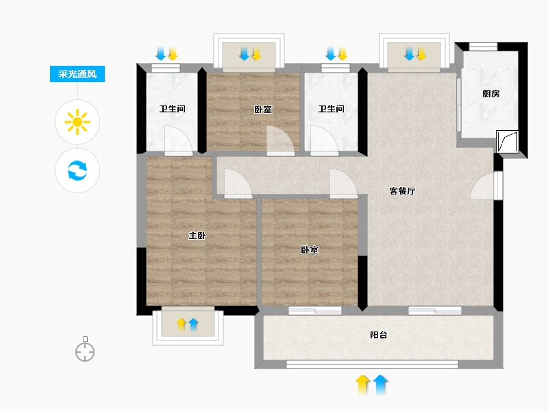 福建省-龙岩市-远洋山水-75.59-户型库-采光通风