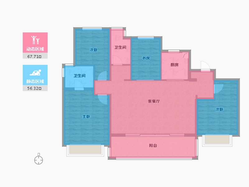 江苏省-无锡市-华侨城-110.00-户型库-动静分区