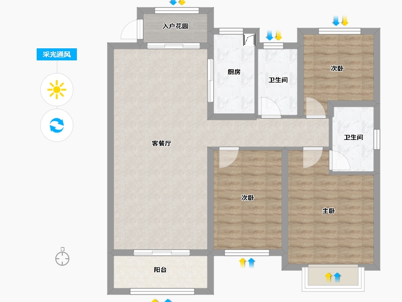 山东省-菏泽市-菏泽绿地城-104.31-户型库-采光通风