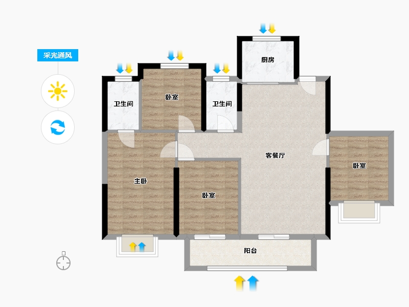 福建省-福州市-世茂东望-103.00-户型库-采光通风