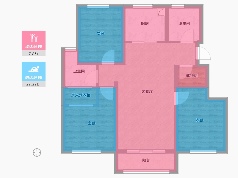 天津-天津市-新立壹号-80.00-户型库-动静分区