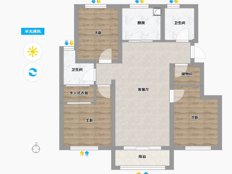 天津-天津市-新立壹号-80.00-户型库-采光通风