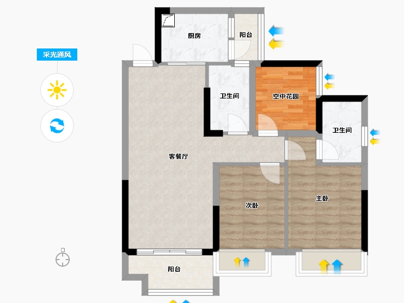 广东省-江门市-方圆月岛首府-78.36-户型库-采光通风