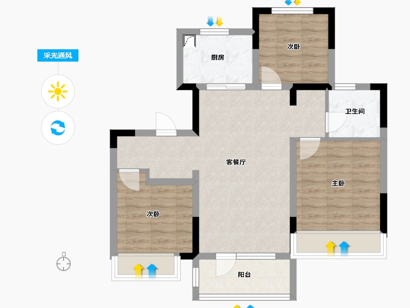 山东省-青岛市-卓越·嘉悦-70.00-户型库-采光通风