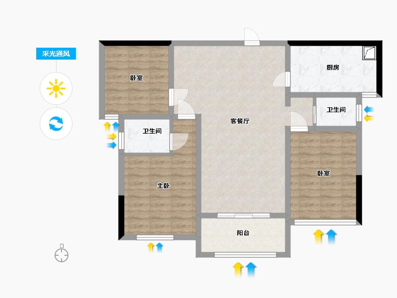 河南省-许昌市-翰林华府项目部-90.00-户型库-采光通风