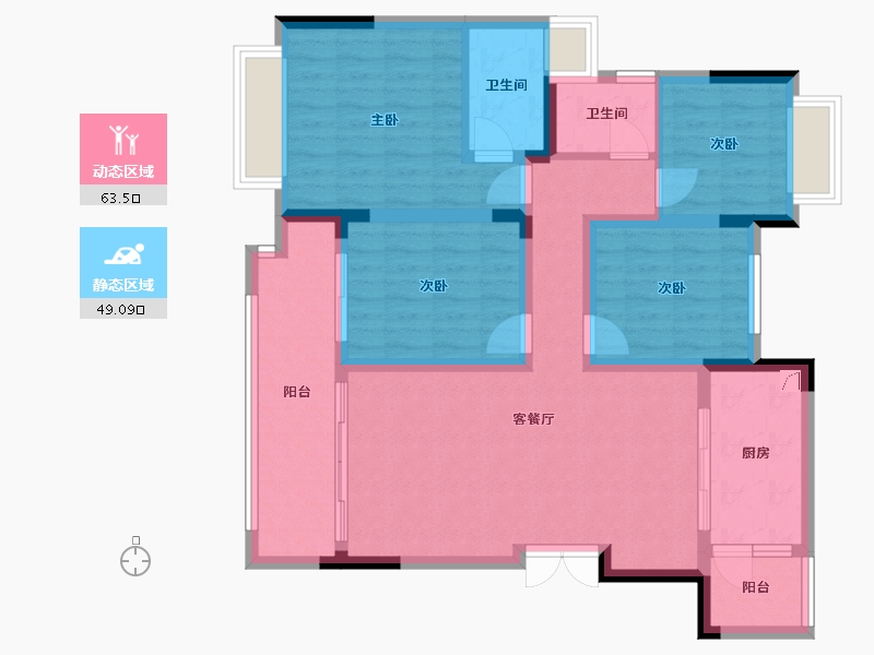 重庆-重庆市-金科集美东方-101.00-户型库-动静分区