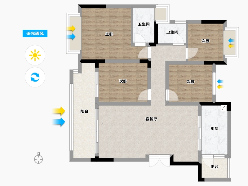 重庆-重庆市-金科集美东方-101.00-户型库-采光通风