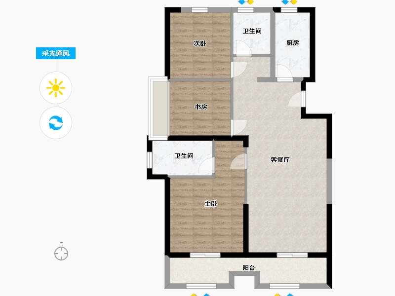 安徽省-亳州市-绿城桐华郡-99.00-户型库-采光通风