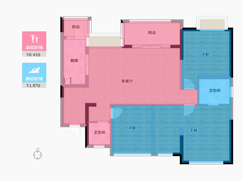 四川省-成都市-御金府B区-93.29-户型库-动静分区