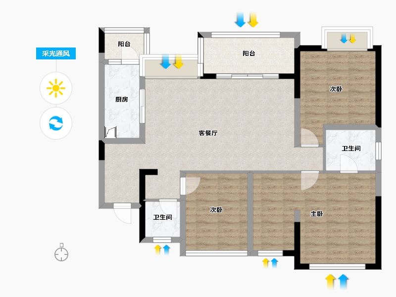 四川省-成都市-御金府B区-93.29-户型库-采光通风