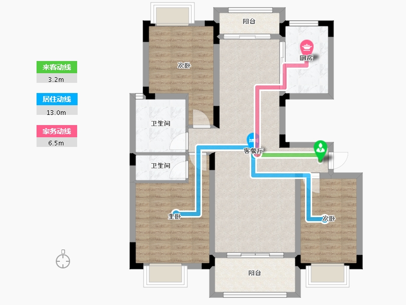 江西省-赣州市-绿苑居长福园-80.00-户型库-动静线