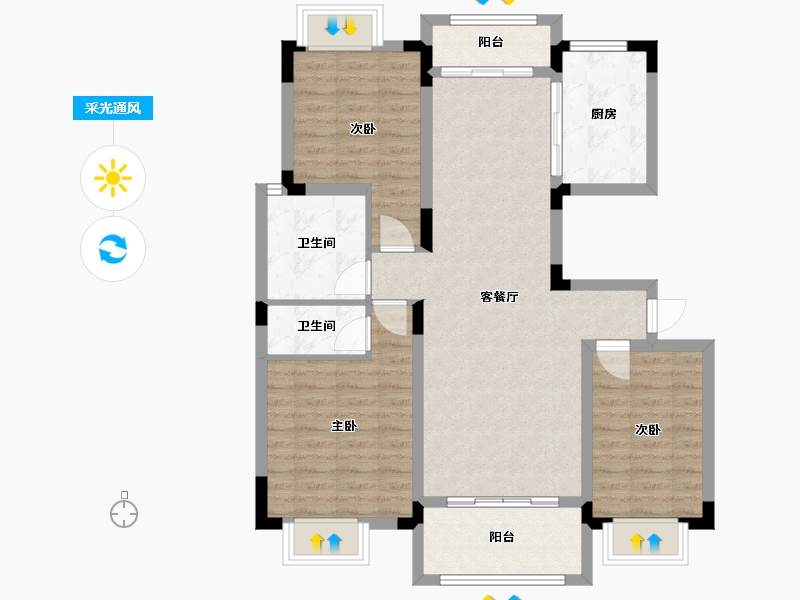 江西省-赣州市-绿苑居长福园-80.00-户型库-采光通风