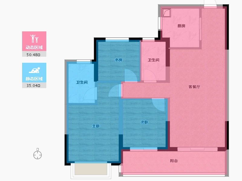 浙江省-金华市-望辰小区-76.00-户型库-动静分区