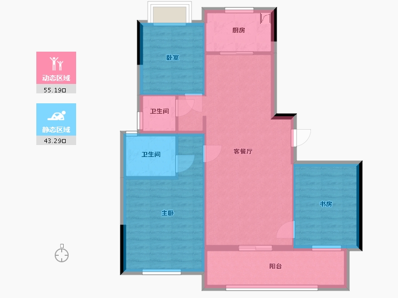 江西省-抚州市-抚州中奥天悦-88.96-户型库-动静分区