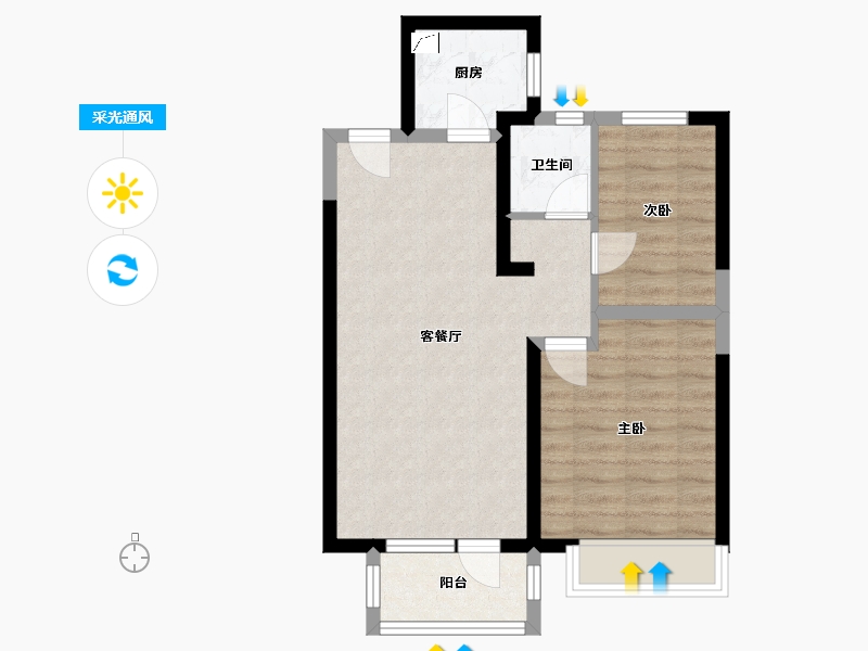 山东省-青岛市-依云四季-66.59-户型库-采光通风