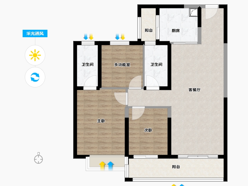 安徽省-安庆市-碧桂园嘉誉-95.00-户型库-采光通风