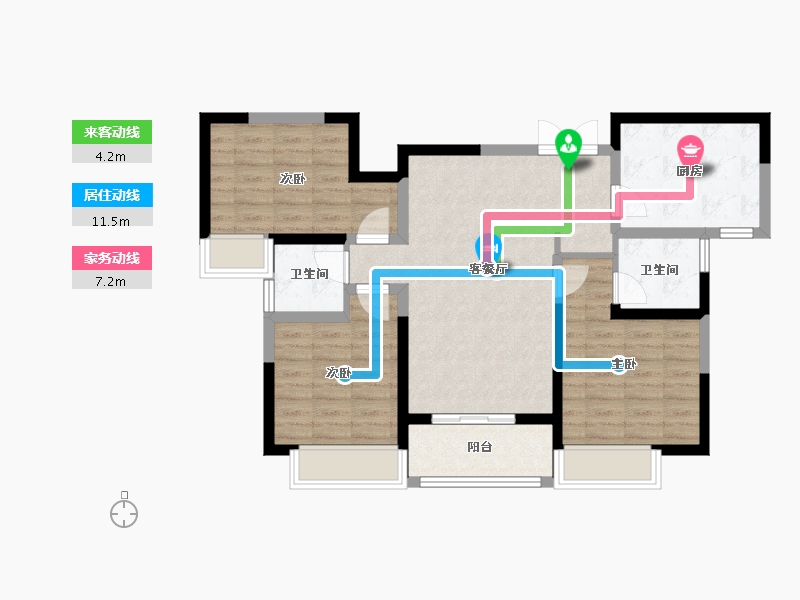 陕西省-西安市-启迪·大院儿-91.66-户型库-动静线