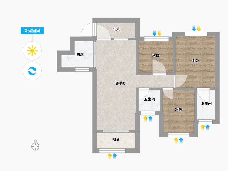 广西壮族自治区-南宁市-金源一品-100.90-户型库-采光通风