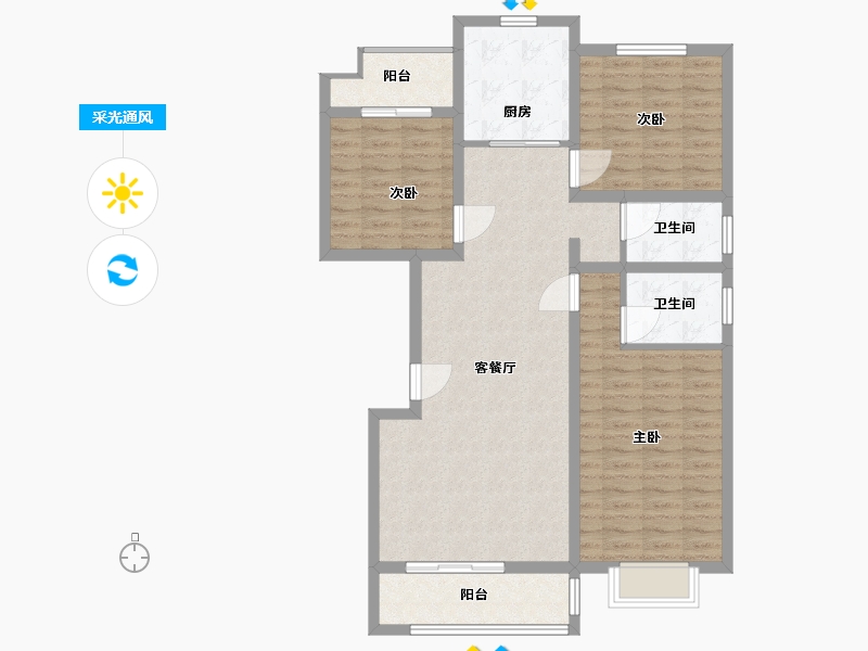 河南省-焦作市-河阳新居小区-103.50-户型库-采光通风