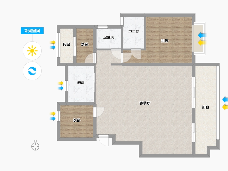 安徽省-安庆市-文德桐国府-116.00-户型库-采光通风