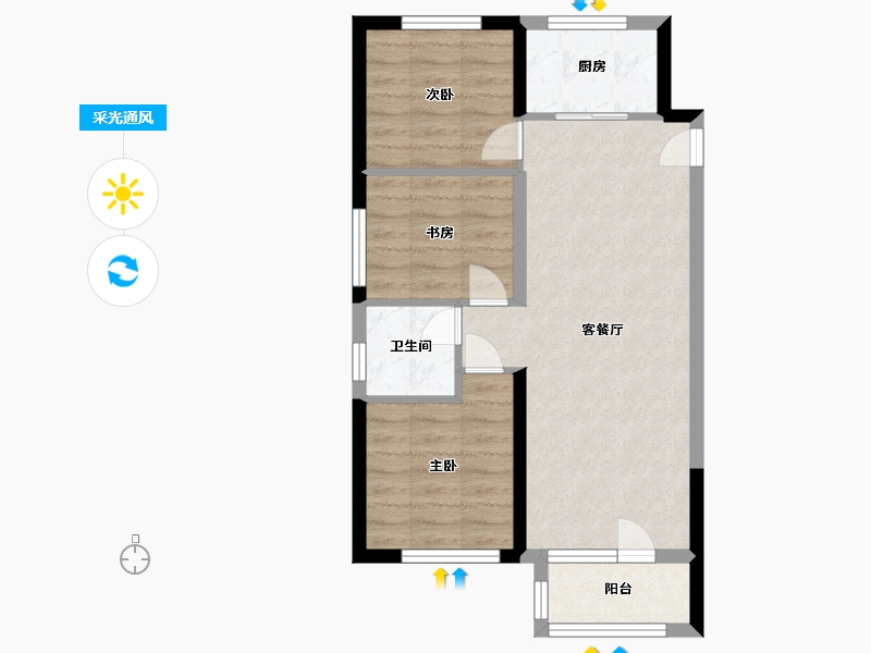 山东省-青岛市-卓越·嘉悦-60.00-户型库-采光通风