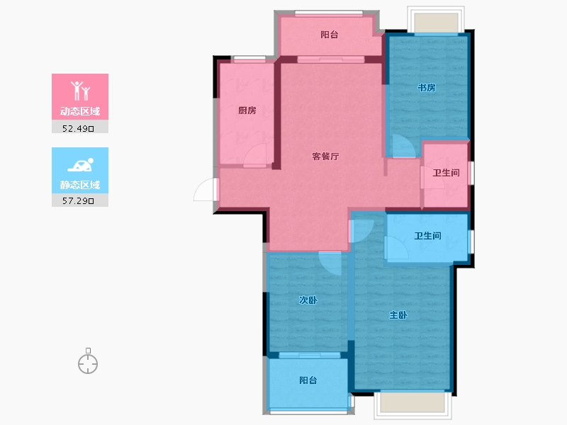 江苏省-淮安市-河畔花城-98.00-户型库-动静分区