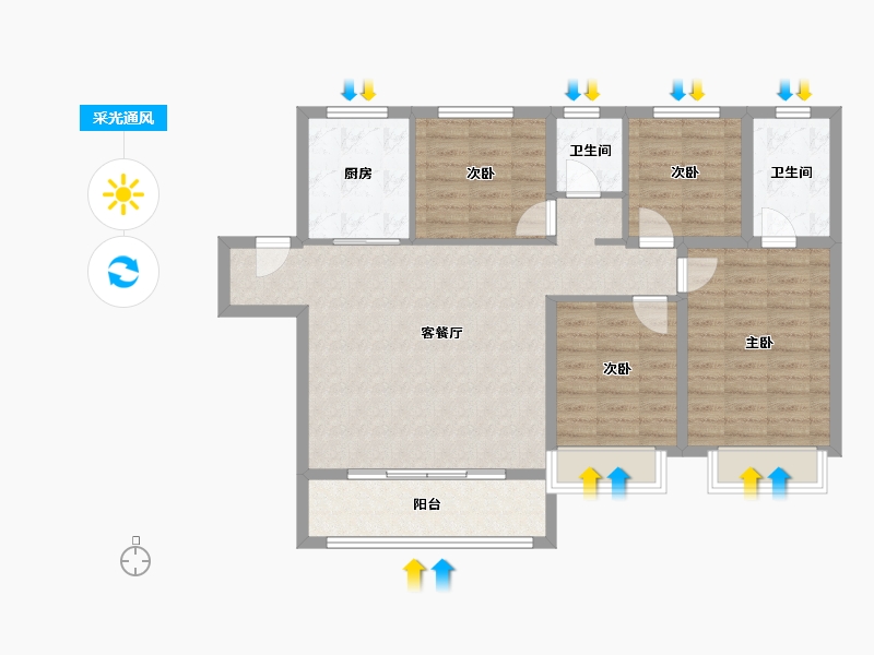 山东省-济宁市-中南樾府-107.00-户型库-采光通风