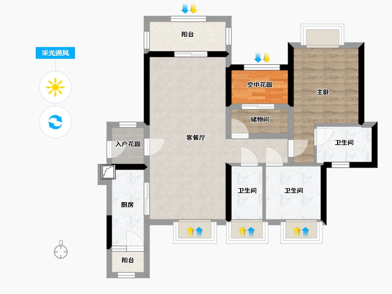 广东省-江门市-嘉华新都汇-116.00-户型库-采光通风