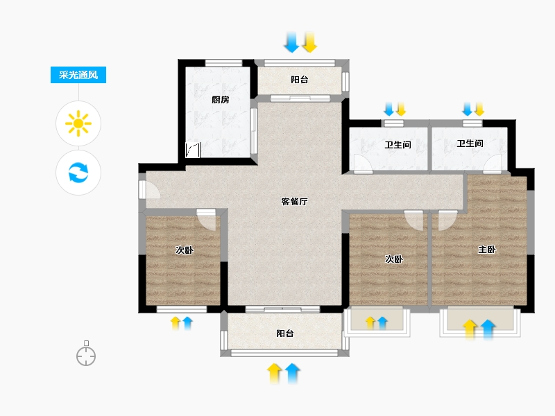 广东省-肇庆市-融创书院豪庭-89.00-户型库-采光通风