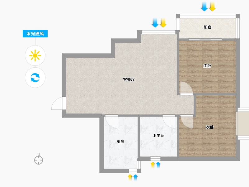 重庆-重庆市-石油佳苑-90.00-户型库-采光通风