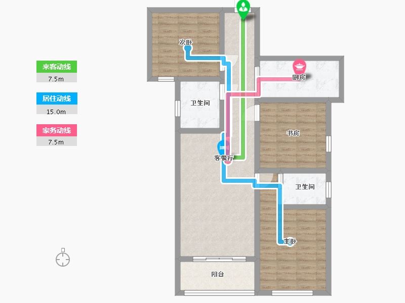 河南省-焦作市-河阳新居小区-88.60-户型库-动静线