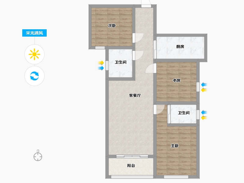 河南省-焦作市-河阳新居小区-88.60-户型库-采光通风