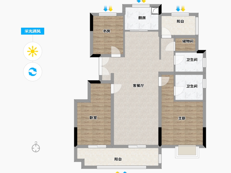 江苏省-盐城市-龙运仕家-106.00-户型库-采光通风