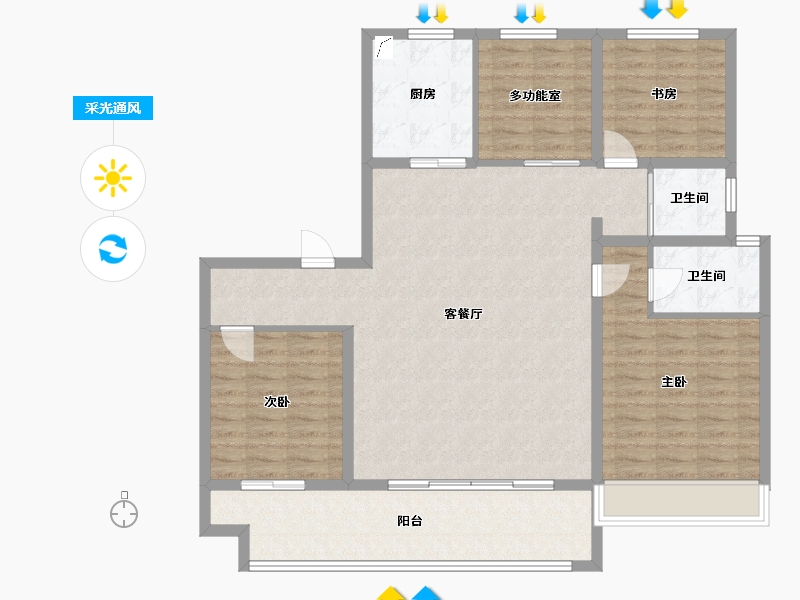 河南省-安阳市-碧桂园云顶-120.00-户型库-采光通风