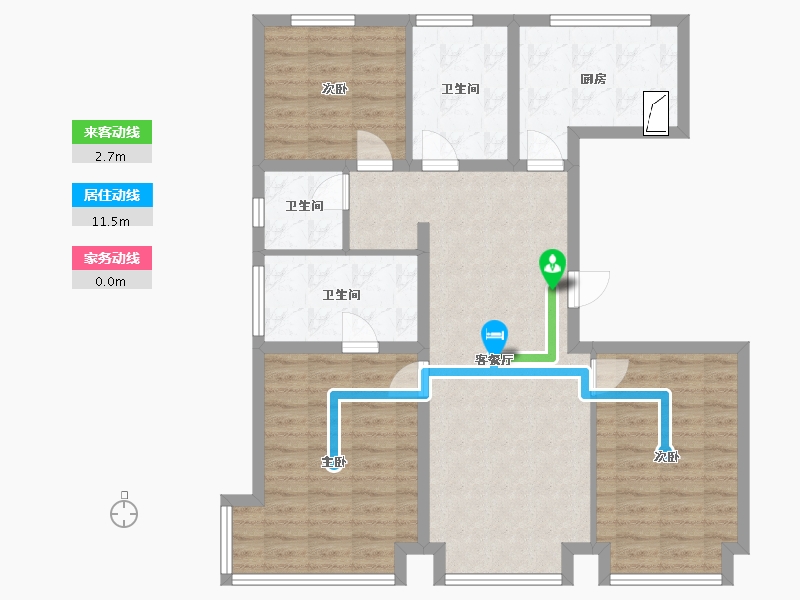 北京-北京市-城市之光东望-96.31-户型库-动静线