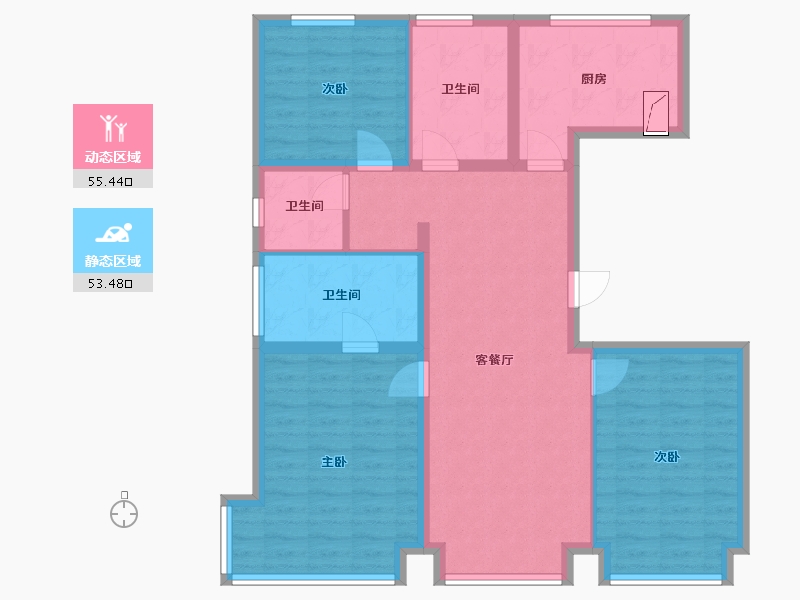 北京-北京市-城市之光东望-96.31-户型库-动静分区