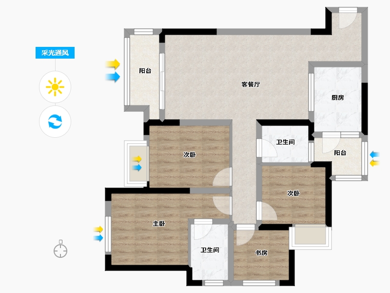 重庆-重庆市-文旅城-96.00-户型库-采光通风