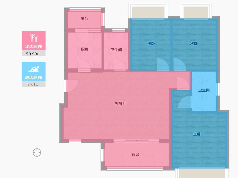 四川省-成都市-越秀亲爱里-90.00-户型库-动静分区