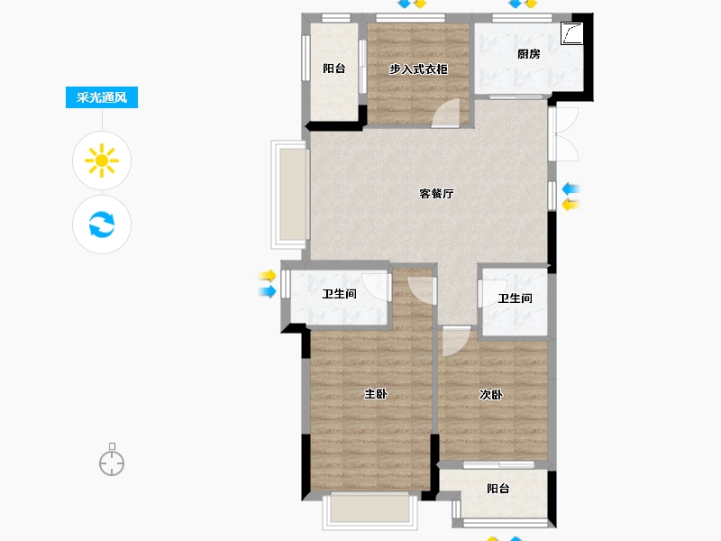 浙江省-金华市-书香世家-109.00-户型库-采光通风