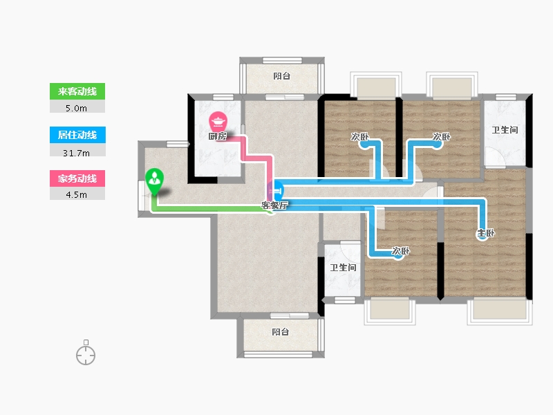 湖南省-株洲市-津枫庭苑-127.00-户型库-动静线