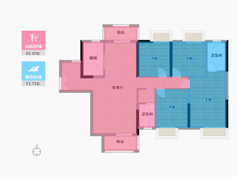 湖南省-株洲市-津枫庭苑-127.00-户型库-动静分区