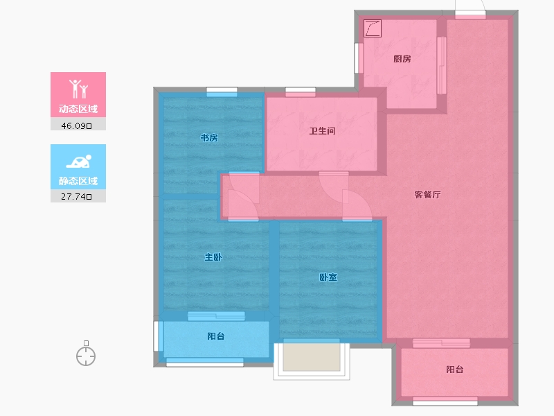 浙江省-台州市-万科城-70.00-户型库-动静分区