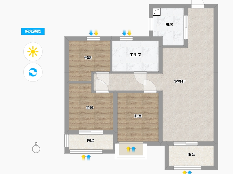 浙江省-台州市-万科城-70.00-户型库-采光通风